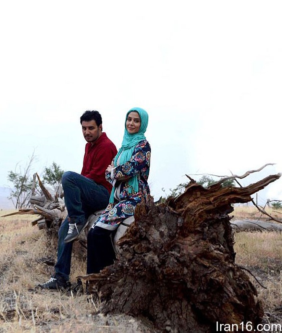 الناز حبیبی و جواد عزتی در پشت صحنه سریال دردسرهای عظیم