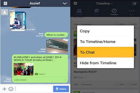 اپلیکیشن‌های پیام رسان, تایم‌لاین