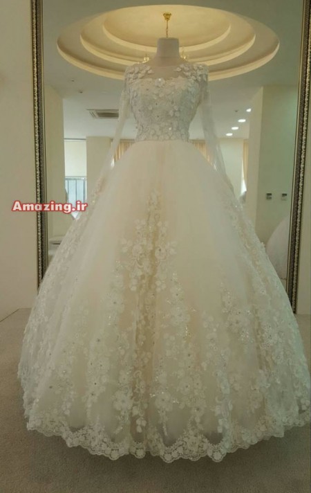 لباس عروس 95 , لباس عروس 2016 , مدل لباس عروس پفی , لباس عروس بلند