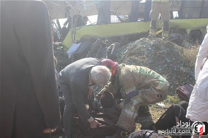 حادثه واژگونی اتوبوس مرگ + عکس 16+