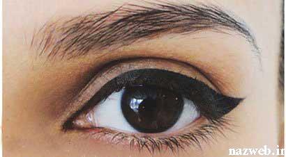 آموزش تصویری آرایش خط چشم گربه ای مخصوص روز و شب