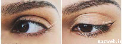 آموزش تصویری آرایش خط چشم گربه ای مخصوص روز و شب