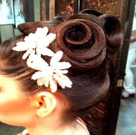 شنیون های شیک ، مدل های جدید شینیون مو ، شینیون مو با تور