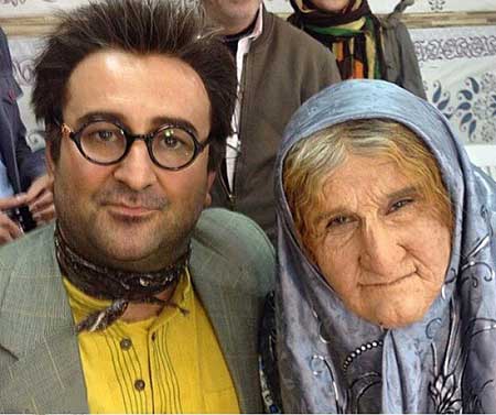 محسن تنابنده در نقش زن , گریم محسن تنابنده در نقش یک پیر زن محسن تنابنده در نقش زن , گریم محسن تنابنده در نقش یک پیر زن