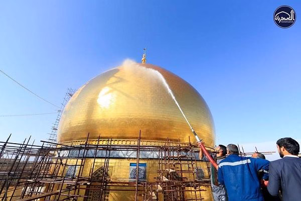 گنبد حرم امامین عسکریین (ع) ؛ رونمایی از گنبد حرم امامین عسکریین (ع) در سامرا +تصاویر