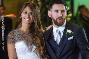 چهره ساده همسر لیونل مسی در مراسم ازدواج شان! عکس