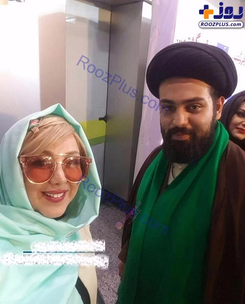 سلفی عجیب بازیگر زن پرحاشیه با یک روحانی