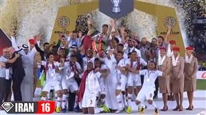 لحظه بالا بردن کاپ جام ملتهای آسیا 2019 توسط حسن الحیدوس