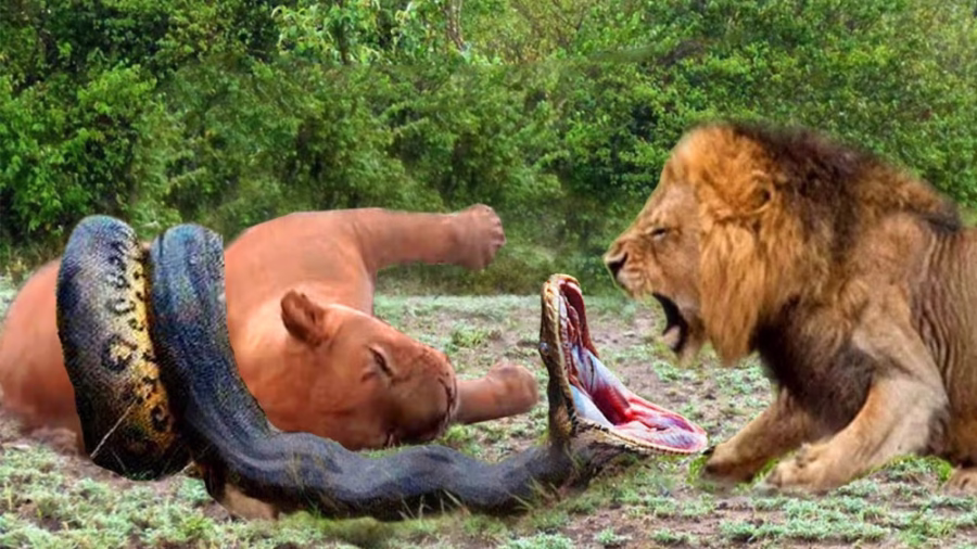 جنگ حیوانات در حیات وحش وقتی شیر ازبرخورد با مار پشیمون میشه